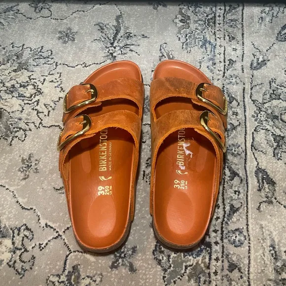 BIRKENSTOCK Arizona Big Buckle Nubuck Orange Sandals