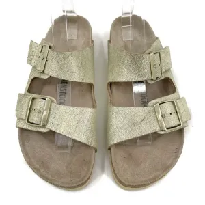 Birkenstock Arizona Sandal Washed Metallic Cream Gold Crackle Neutral Size EU 41