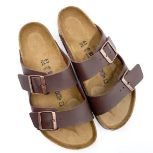 Birkenstock Arizona Sandals Brown Birko-flor Two Straps Buckle Sz 10 Women's