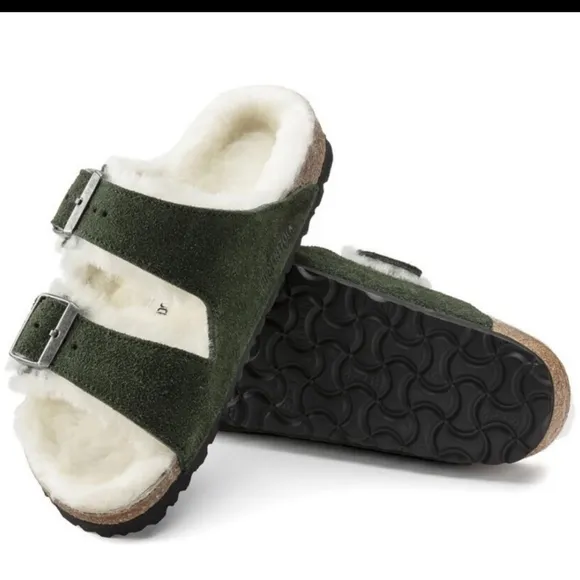 Birkenstock × Arizona Shearling Suede Sandals