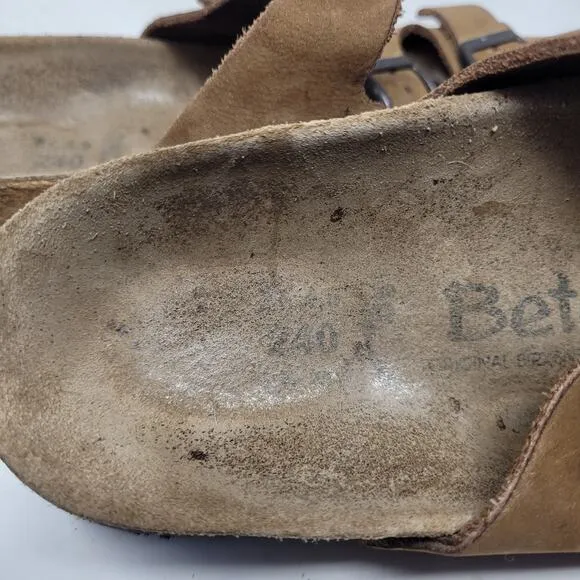 Birkenstock Betula Sandals Womens EU40 US9.5 Brown Nubuck Triple Straps Buckles