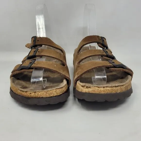 Birkenstock Betula Sandals Womens EU40 US9.5 Brown Nubuck Triple Straps Buckles
