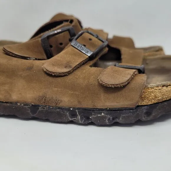 Birkenstock Betula Sandals Womens EU40 US9.5 Brown Nubuck Triple Straps Buckles