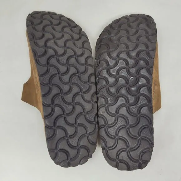 Birkenstock Betula Sandals Womens EU40 US9.5 Brown Nubuck Triple Straps Buckles