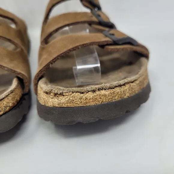 Birkenstock Betula Sandals Womens EU40 US9.5 Brown Nubuck Triple Straps Buckles
