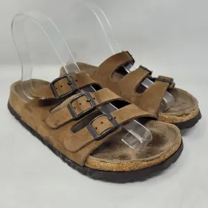 Birkenstock Betula Sandals Womens EU40 US9.5 Brown Nubuck Triple Straps Buckles