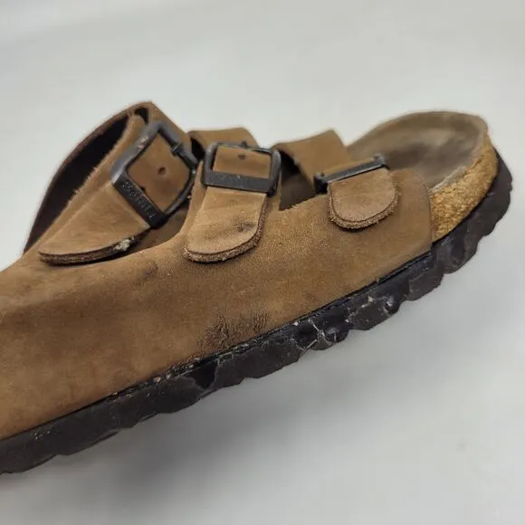 Birkenstock Betula Sandals Womens EU40 US9.5 Brown Nubuck Triple Straps Buckles