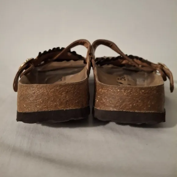 Birkenstock Betula Women's Brown Leather Sandals with Studded Ruffled Straps