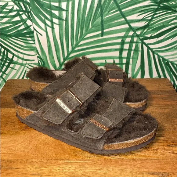 Birkenstock Brown Shearling Lined Arizona Sandals Women’s 8