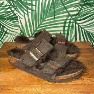 Birkenstock Brown Shearling Lined Arizona Sandals Women’s 8