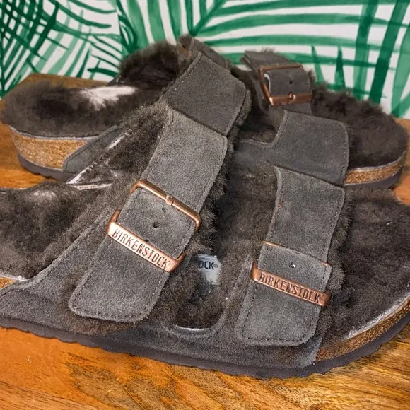 Birkenstock Brown Shearling Lined Arizona Sandals Women’s 8