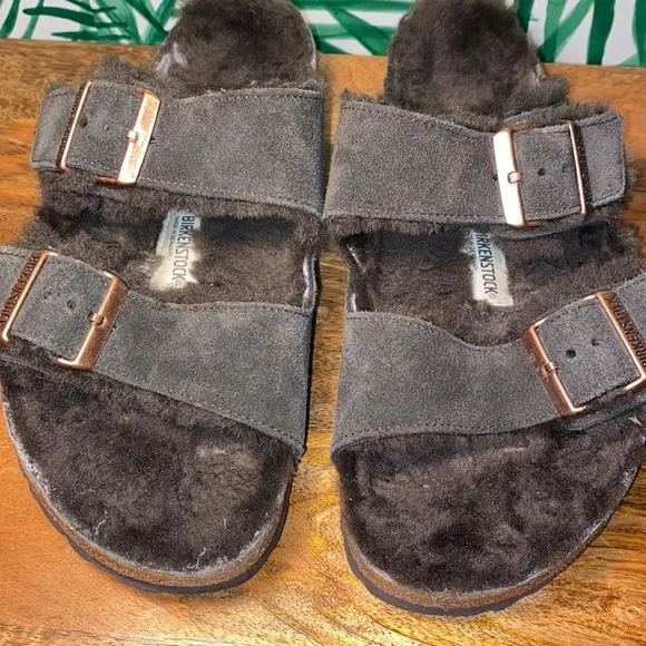 Birkenstock Brown Shearling Lined Arizona Sandals Women’s 8