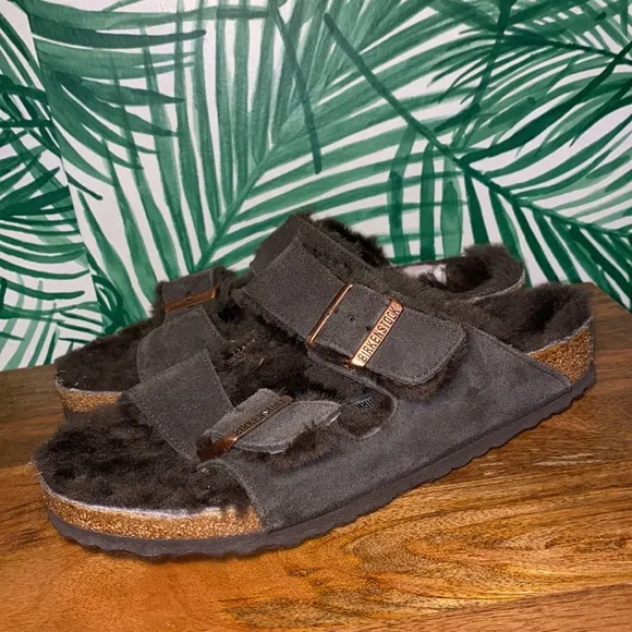 Birkenstock Brown Shearling Lined Arizona Sandals Women’s 8