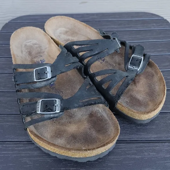 Birkenstock Granada Sandals Black Size 38 Narrow SEE DESCRIPTION