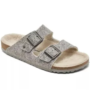 Birkenstock Gray Arizona Rivet Wool Shearling Sandals Size 42