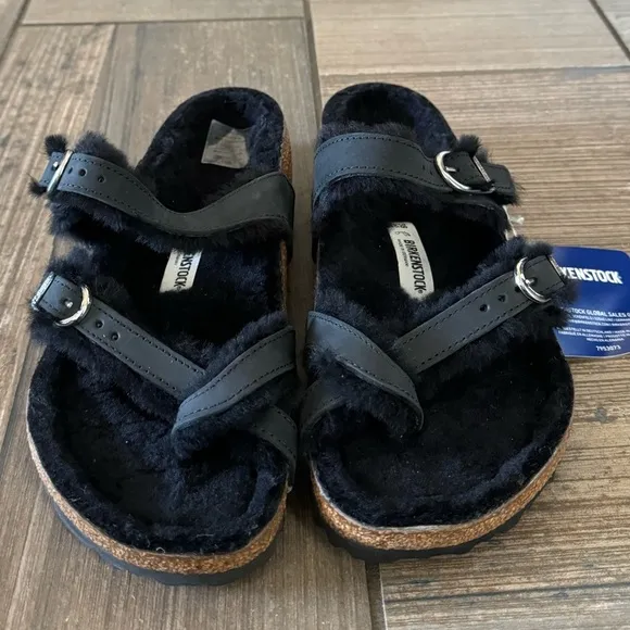 Birkenstock Mayari Shearling Natural Leather Oiled sandals size 7