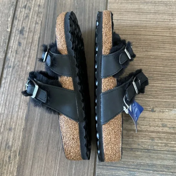 Birkenstock Mayari Shearling Natural Leather Oiled sandals size 7