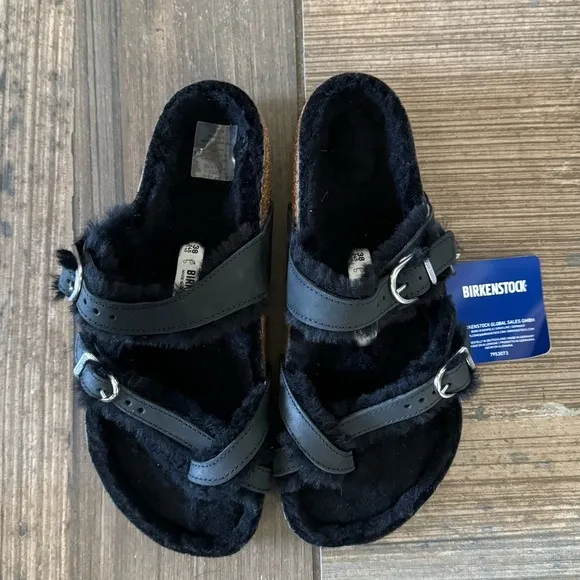 Birkenstock Mayari Shearling Natural Leather Oiled sandals size 7