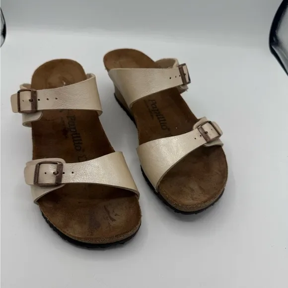Birkenstock Papillio Ivory White Dorothy Birko-Flor Wedge Sandals