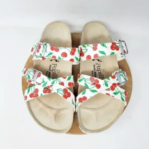 Birkenstock Sandals 39 Womens 8 Papillio White Red Cherries Shoes Buckle Straps