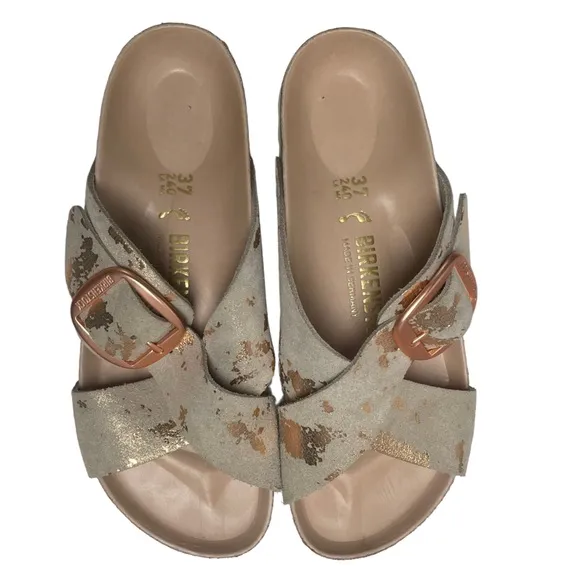 BIRKENSTOCK Siena Suede Leather Gold Rose Sandals EU 37 US 6-6.5