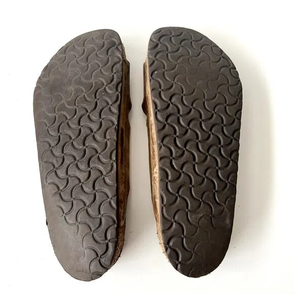 BIRKENSTOCK Tan Brown Arizona Soft Footbed Leather Sandals Slides Size 45