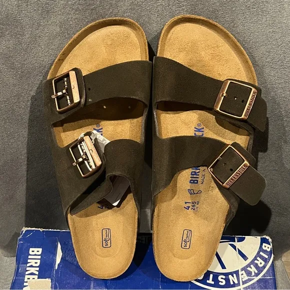 Birkenstock Women’s Arizona Sandals Mocha Suede Leather Soft Footbed Size 10 US
