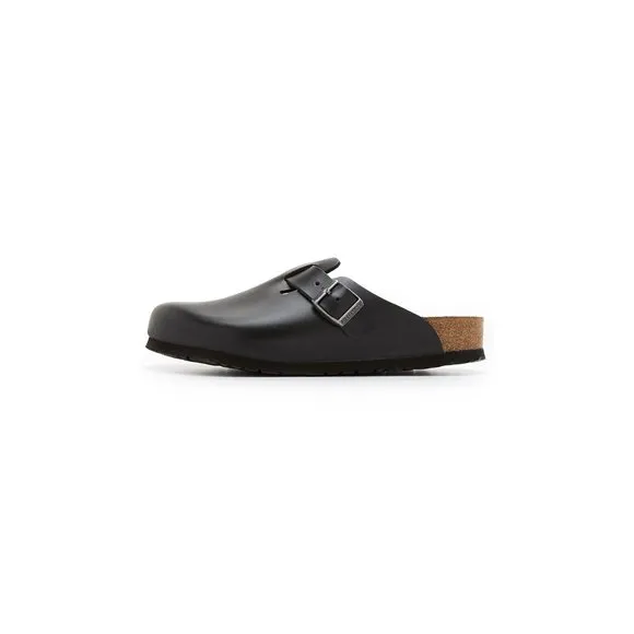 BIRKENSTOCK WOMEN'S BOSTON SFB HERITAGE, BLACK AMALFI LEATHER, 8-8.5 M US