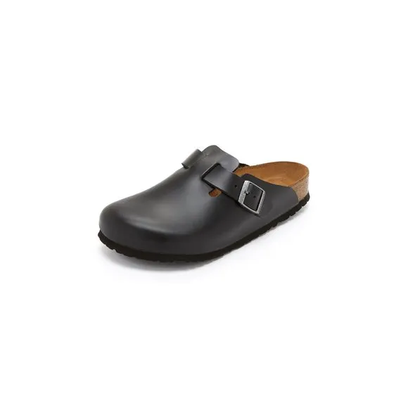 BIRKENSTOCK WOMEN'S BOSTON SFB HERITAGE, BLACK AMALFI LEATHER, 8-8.5 M US
