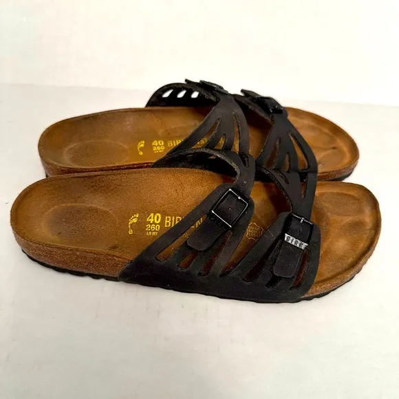 Birkenstocks Granada Sandals Woman's Size EU 40 Black Softbed Great Condition