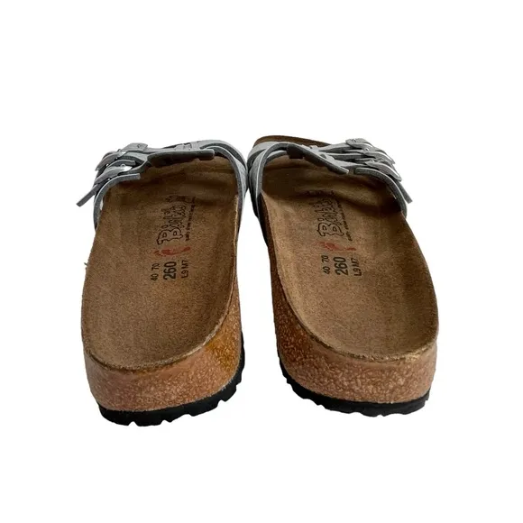 Birki’s by Birkenstock Xenia Silver Sandals Women’s Size 9 Dynamic Footbed