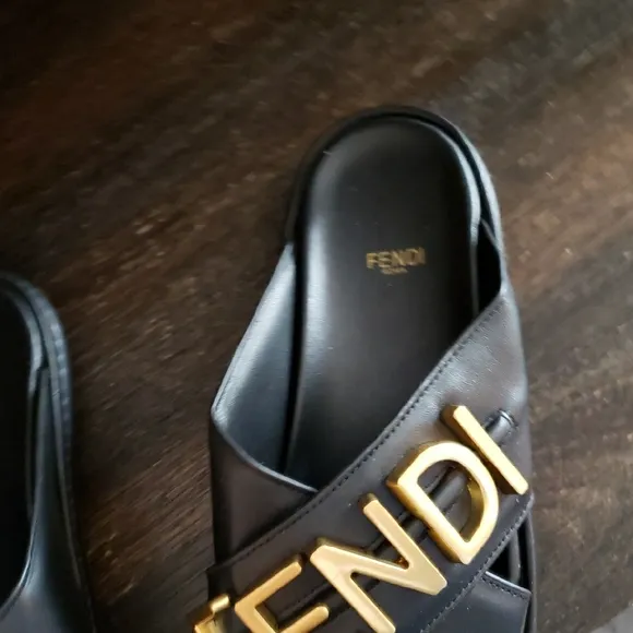 Black and Gold Sandals with Crisscross Straps