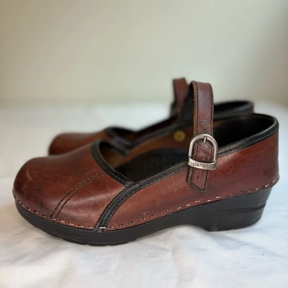 Black Cherry Dansko Pro Marcelle Mary Jane Clog Sandals Straps