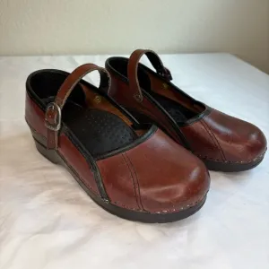 Black Cherry Dansko Pro Marcelle Mary Jane Clog Sandals Straps