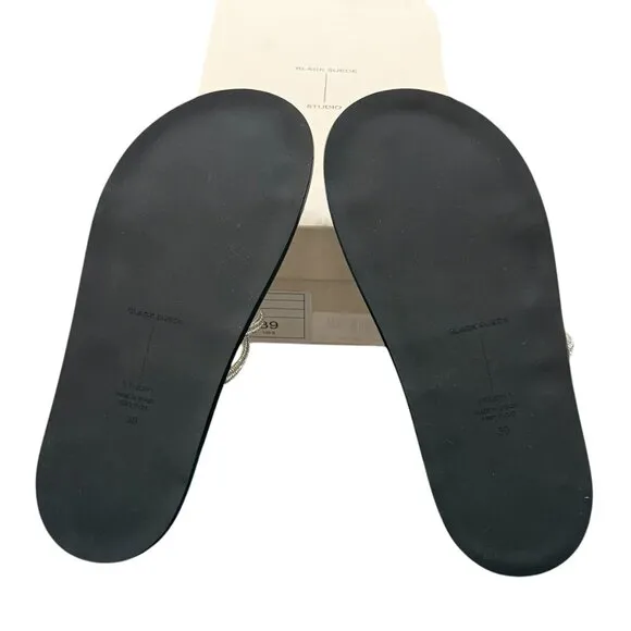 Black Suede Studio Jenna Embellished Leather Sandals (NIB)