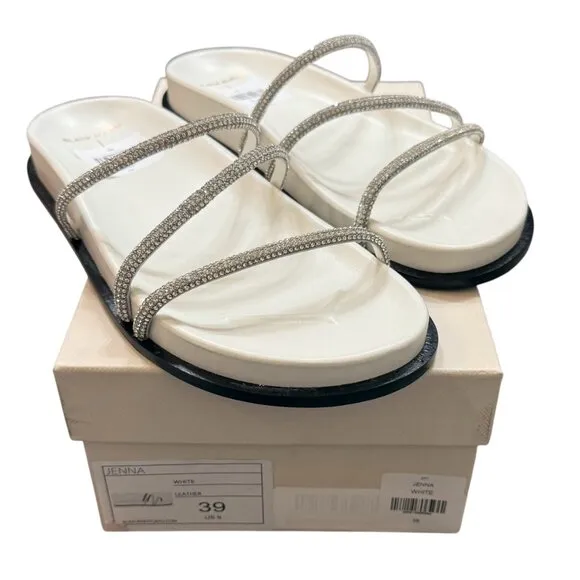 Black Suede Studio Jenna Embellished Leather Sandals (NIB)