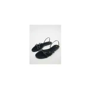 Black Zara Leather Buckle Straps Round Toe Open-Toe Slingback Sandals (NWT)