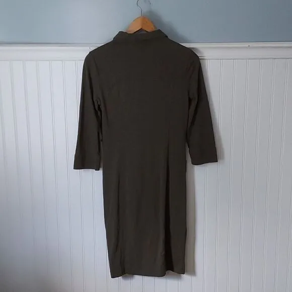 Boden Womens Tara Shirt Dress Olive Green‎ Pockets Cotton Jersey Lagenlook 2R