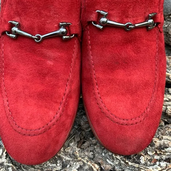 Bologna Navy Boot Stamped Red Velvet Loafers.