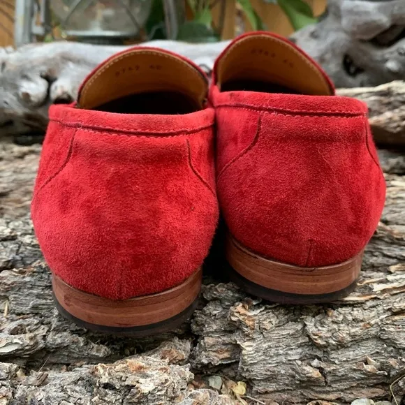 Bologna Navy Boot Stamped Red Velvet Loafers.