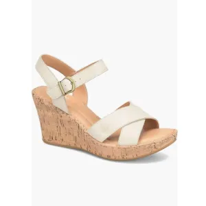 Born Alaina Wedge Sandals Cream Straps &amp; Cork Like Sole Women’s Size 8