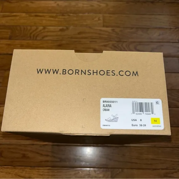 Born Alaina Wedge Sandals Cream Straps &amp; Cork Like Sole Women’s Size 8