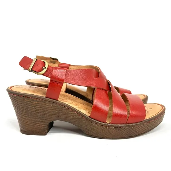 Born Carmo Womens Red Crisscrossed Straps Sandals
