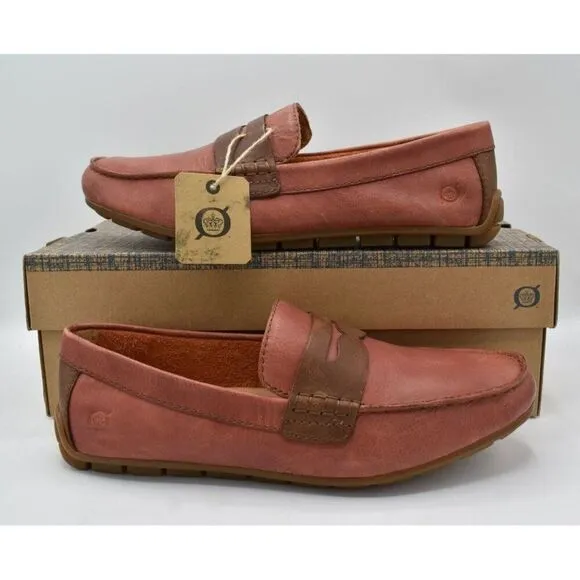 Born Mens Size 10 Andes Orange Brown Full Grain Leather Penny Loafers Shoes