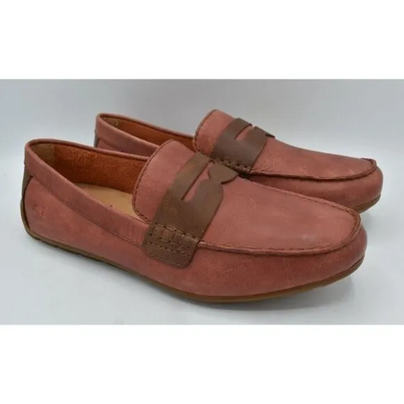 Born Mens Size 10 Andes Orange Brown Full Grain Leather Penny Loafers Shoes