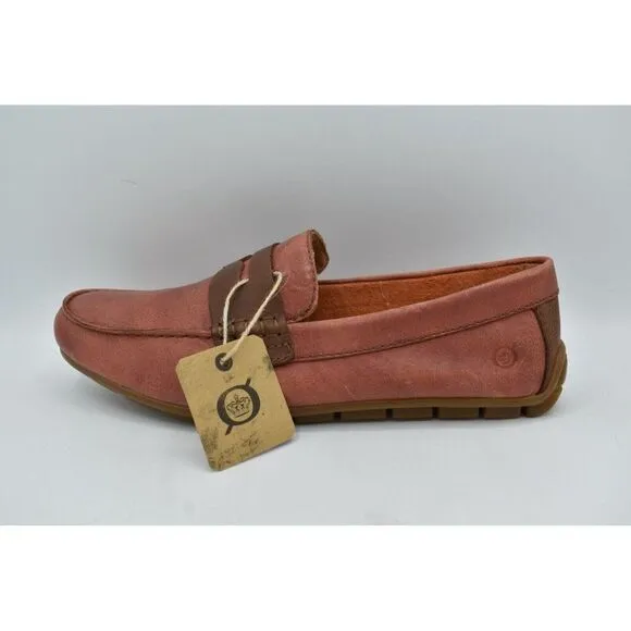 Born Mens Size 10 Andes Orange Brown Full Grain Leather Penny Loafers Shoes