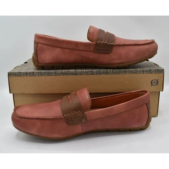 Born Mens Size 10 Andes Orange Brown Full Grain Leather Penny Loafers Shoes