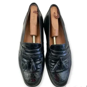 Bostonian Florentine Tassel &amp; Kiltie Loafers Size Croc Embossed Leather 10.5W