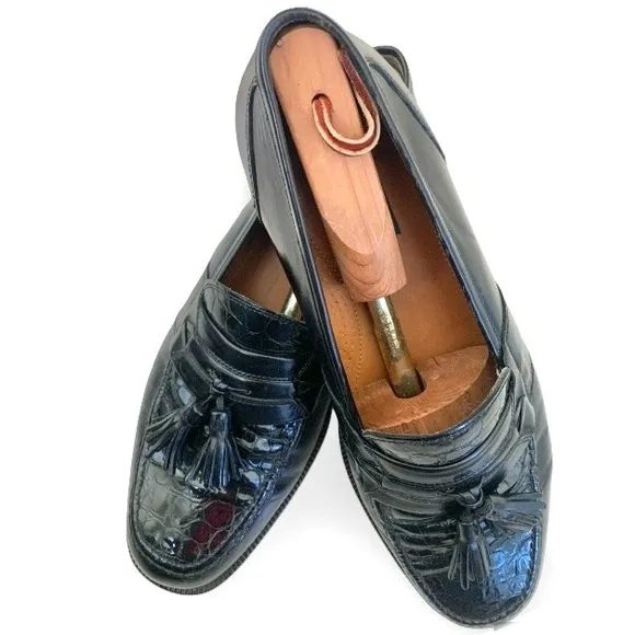 Bostonian Florentine Tassel &amp; Kiltie Loafers Size Croc Embossed Leather 10.5W