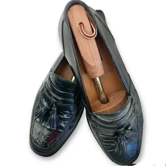 Bostonian Florentine Tassel &amp; Kiltie Loafers Size Croc Embossed Leather 10.5W